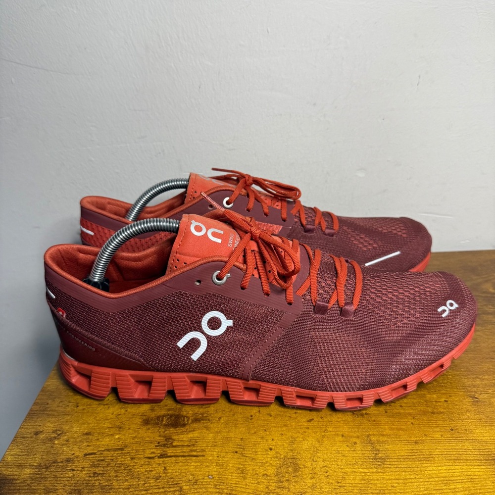 On Cloud X Running Shoes Mens Size 10.5 Red Burgundy Orange 20.99972
